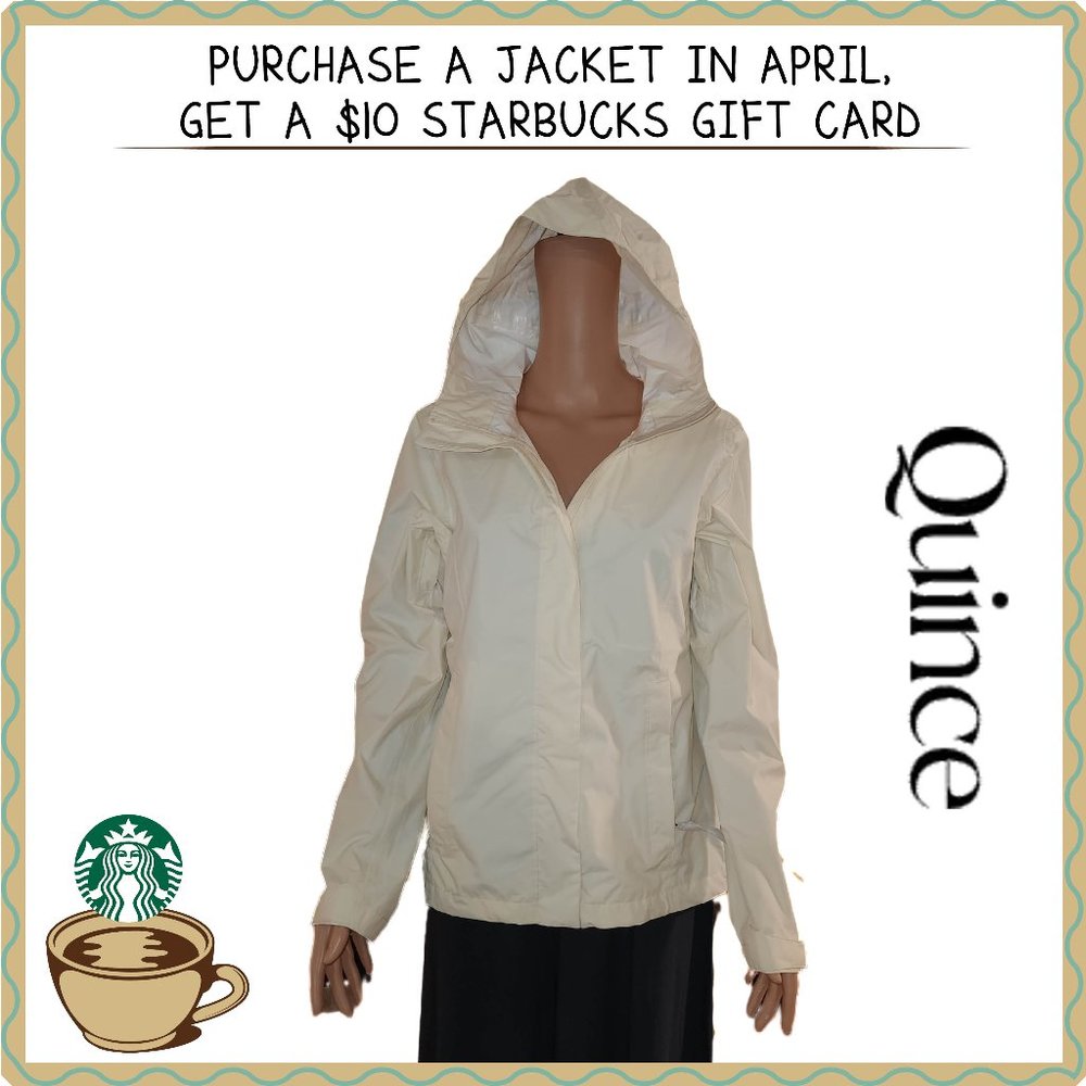 Quince Weatherproof Short Rain Jacket NWT Cream Small - Picture 1 of 8